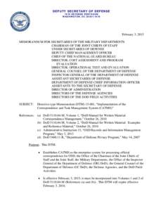 Directive-type Memorandum (DTM[removed], February 3, 2015; Posted February 3, 2015