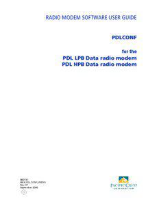 RADIO MODEM SOFTWARE USER GUIDE PDLCONF for the