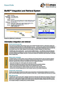 Product Profile  BioRS™ Integration and Retrieval System Excerpt from a BioRS view of a UniProt entry