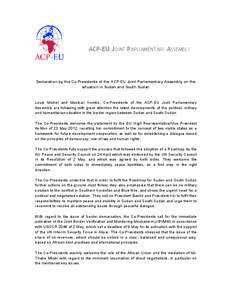 South Sudan / ACP–EU Joint Parliamentary Assembly / Sudan / Abyei / Foreign relations of Sudan / Africa / Political geography / South Kordofan