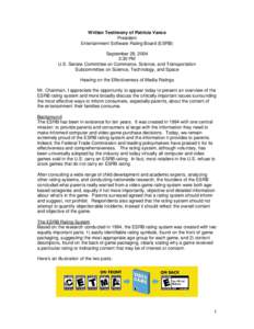 Video game censorship / Entertainment Software Association / Entertainment Software Rating Board / Video game content rating system / Patricia Vance / Motion Picture Association of America film rating system / Video game / National Institute on Media and the Family / ESRB re-rating of The Elder Scrolls IV: Oblivion / Video game content ratings systems / Censorship / Censorship in the United States