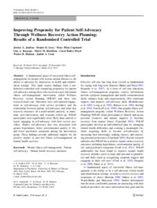 Community Ment Health J DOI[removed]s10597[removed]ORIGINAL PAPER  Improving Propensity for Patient Self-Advocacy