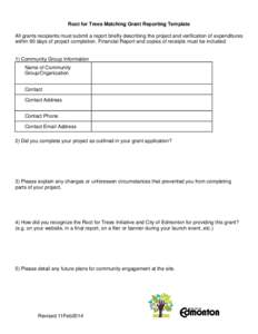 Root for Trees Matching Grant Reporting Template
