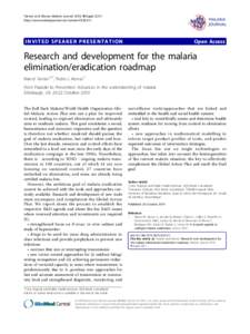 Tanner and Alonso Malaria Journal 2010, 9(Suppl 2):I11 http://www.malariajournal.com/content/9/S2/I11 INVITED SPEAKER PRESENTATION  Open Access