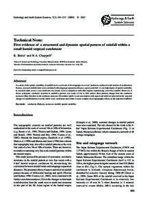 Hydrology and Earth Sciences, 7(2), 245–EGU of rainfall within a small humid tropical catchment First System