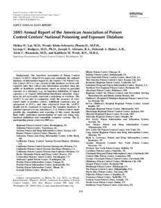 American Association of Poison Control Centers / Poison control centers / Health / Poison / Drug overdose / Clinical Toxicology / Sodium fluoroacetate / Toxicity / Medicine / Toxicology / Suicide methods