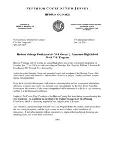 Hudson Vicinage Participates in 2014 Vincent J. Apruzzese High School Mock Trial Program