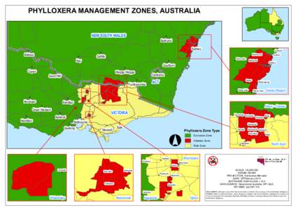 PHYLLOXERA MANAGEMENT ZONES, AUSTRALIA NEW SOUTH WALES ( !