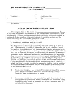 THE SUPERIOR COURT FOR THE COUNTY OF STATE OF GEORGIA § Petitioner, v.