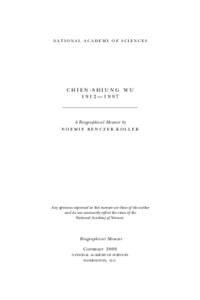national academy of sciences  Chien-shiung wu 1912—1997  A Biographical Memoir by