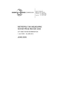 Microsoft Word - DTR - City West Water Determination - Melbourne Metropolitan water price review ~ [removed]DOC