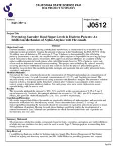 CALIFORNIA STATE SCIENCE FAIR 2014 PROJECT SUMMARY Name(s)  Rajiv Movva