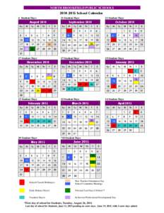 NORTH BROOKFIELD PUBLIC SCHOOLS[removed]School Calendar 4 Student Days