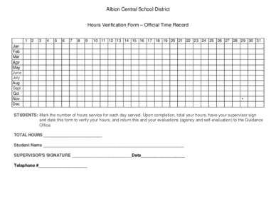 Albion Central School District Hours Verification Form – Official Time Record 1 2