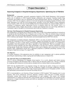 Project description for Improving analgesia in hospital emergency departments Optimising the use of pethidine