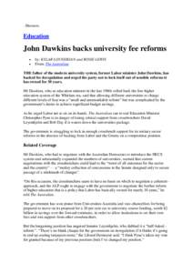 . Showers.  Education John Dawkins backs university fee reforms 