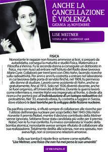 ANCHE LA CANCELLAZIONE È VIOLENZA CATANIA 25 NOVEMBRE  LISE MEITNER