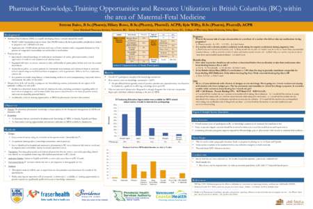 Pharmacist Knowledge, Training Opportunities and Resource Utilization in British Columbia (BC) within  the area of Maternal-Fetal Medicine Serena Bains, B.Sc.(Pharm); Hilary Rowe, B.Sc.(Pharm), PharmD, ACPR; Kyle Wilby, 