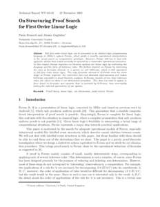 Technical Report WVNovember 2005 On Structuring Proof Search for First Order Linear Logic