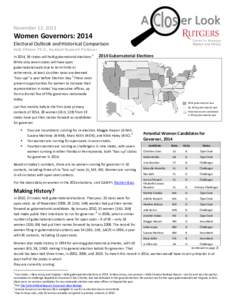 November 12, 2013  Women Governors: 2014 Electoral Outlook and Historical Comparison Kelly Dittmar, Ph.D., Assistant Research Professor In 2014, 36 states will hold gubernatorial elections.