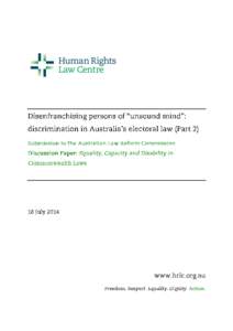 Emily Howie and Emily Christie Human Rights Law Centre Ltd Level 17, 461 Bourke Street Melbourne VIC[removed]T: