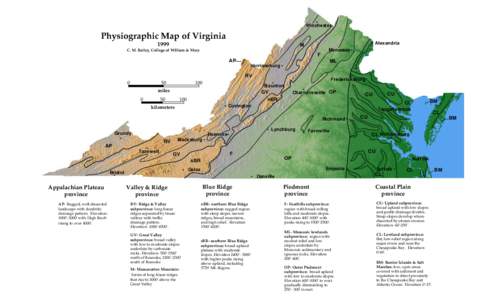 • Winchester Physiographic Map of Virginia 1999