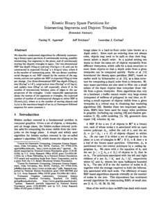 Kinetic Binary Space Partitions for Intersecting Segments and Disjoint Triangles (Extended Abstract) Pankaj K. Agarwal