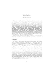 Introduction Jonathan Cohen∗ Philosophy of mind today is a sprawling behemoth whose tentacles reach into virtually every area of philosophy, as well as many subjects outside of philosophy. Of course, none of us would h