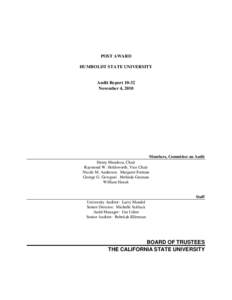 POST AWARD HUMBOLDT STATE UNIVERSITY Audit Report[removed]November 4, 2010