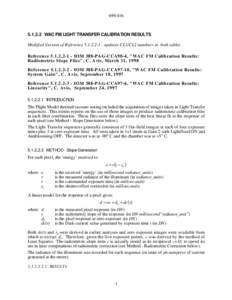 [removed]WAC FM LIGHT TRANSFER CALIBRATION RESULTS Modified Version of Reference[removed]updates CL1/CL2 numbers in both tables Reference[removed]IOM 388-PAG-CCA98-4, 