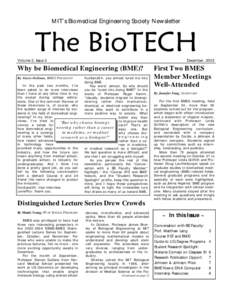 MIT’s Biomedical Engineering Society Newsletter  Volume 2, Issue 2 December, 2003