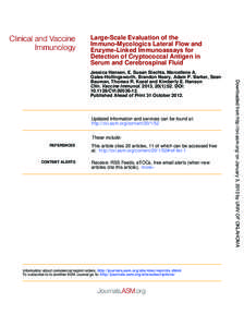 Large-Scale Evaluation of the Immuno-Mycologics Lateral Flow and Enzyme-Linked Immunoassays for Detection of Cryptococcal Antigen in Serum and Cerebrospinal Fluid