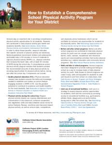 How to Establish a Comprehensive School Physical Activity Program for Your District Article | June[removed]Schools play an important role in providing comprehensive