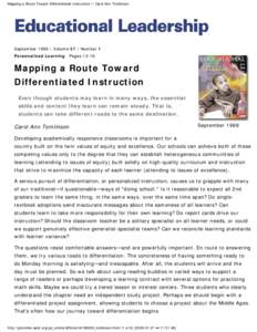 Mapping a Route Toward Differentiated Instruction // Carol Ann Tomlinson