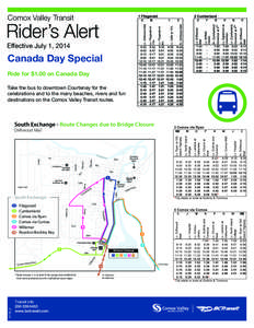 Comox Valley Transit  Rider’s Alert Effective July 1, 2014  Canada Day Special