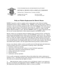 STATE OF RHODE ISLAND AND PROVIDENCE PLANTATIONS  HISTORICAL PRESERVATION & HERITAGE COMMISSION Old State House 150 Benefit Street Providence, RI[removed]Telephone[removed]TTY[removed]