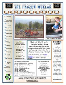 The Frozen Mukluk Local Monthly News from Faro, Yukon Vol. 4 Issue 9  SEPTEMBER 2012