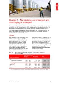 Chapter 7 – Not studying; not employed; and not studying or employed As discussed in Chapter 2, the Next Step survey found that 10.7 per cent of Year 12 completers were not employed and were not in education or trainin