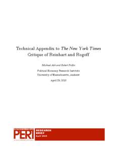 Technical Appendix to The New York Times Critique of Reinhart and Rogoff Michael Ash and Robert Pollin Political Economy Research Institute University of Massachusetts, Amherst April 29, 2013