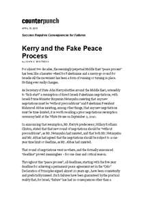 APRIL 15, 2013  Success Requires Consequences for Failures Kerry and the Fake Peace Process