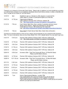 Community Dance Schedule 2014