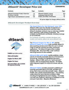 dtSearch® Developer Price List Contents Page  dtSearch Developer Product Overview[removed]