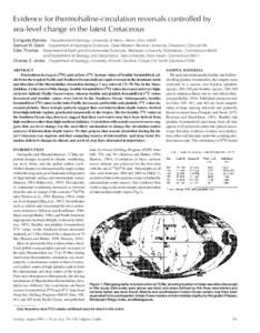 Evidence for thermohaline-circulation reversals controlled by sea-level change in the latest Cretaceous Enriqueta Barrera Department of Geology, University of Akron, Akron, OhioSamuel M. Savin Department of Geolog