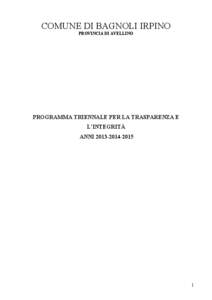 COMUNE DI BAGNOLI IRPINO PROVINCIA DI AVELLINO PROGRAMMA TRIENNALE PER LA TRASPARENZA E L’INTEGRITÀ ANNI[removed]