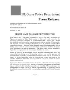 EGPD Press Release - Arrest Made In Assault Investigation