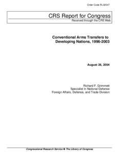 Conventional Arms Transfers to  Developing Nations, [removed]