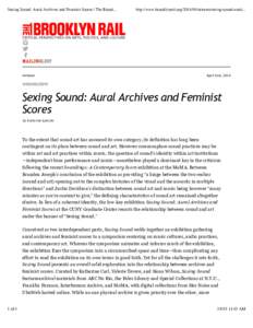 Sexing Sound: Aural Archives and Feminist Scores | The Brook...  ArtSeen http://www.brooklynrail.orgartseen/sexing-sound-aural...