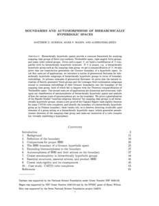 BOUNDARIES AND AUTOMORPHISMS OF HIERARCHICALLY HYPERBOLIC SPACES MATTHEW G. DURHAM, MARK F. HAGEN, AND ALESSANDRO SISTO Abstract. Hierarchically hyperbolic spaces provide a common framework for studying