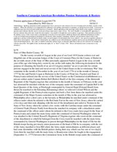 Southern Campaign American Revolution Pension Statements & Rosters Pension application of Patrick Logan S41778 Transcribed by Will Graves f27VA[removed]