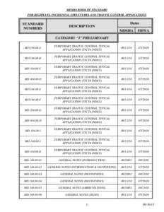 MDSHA BOOK OF STANDARD FOR HIGHWAYS, INCIDENTAL STRUCTURES AND TRAFFIC CONTROL APPLICATIONS STANDARD NUMBERS